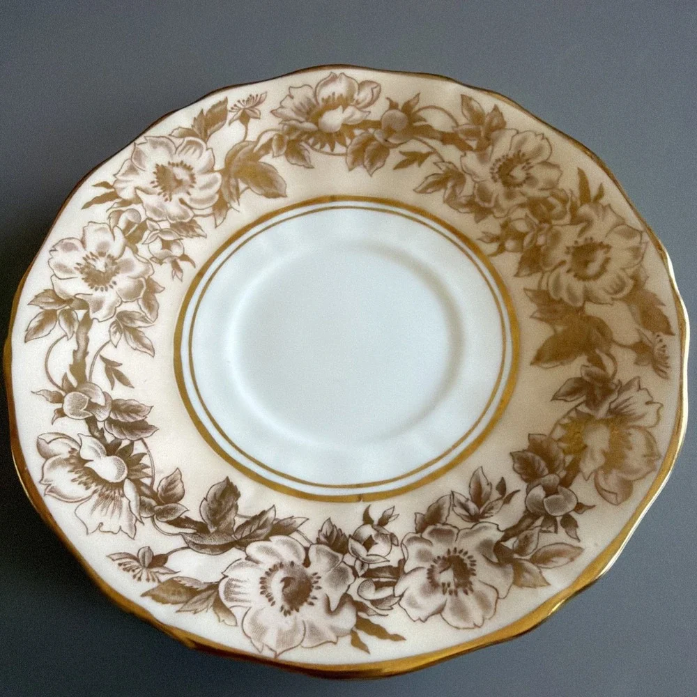 Vintage 1950s Adderley Fine Bone China Demitasse & Saucer Pink and Gold England